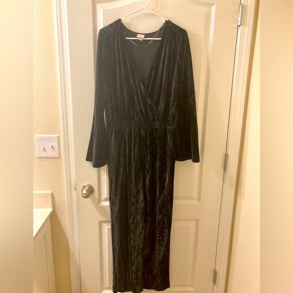 Large velvet/velour Long Sleeve Romper.
